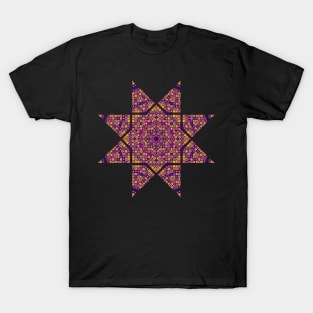 Star Burst Kaleidoscope | Octagon Blue Red Yellow T-Shirt